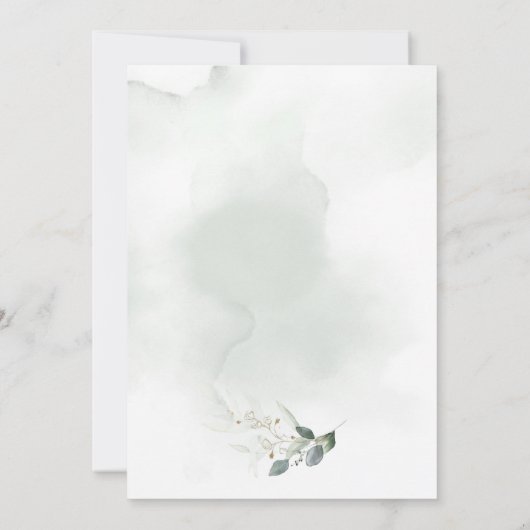 Invitation Elégant Mariage géométrique et verdure or (Dos)