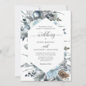 Invitation Élégant Mariage géométrique Floral Bleu (Devant)