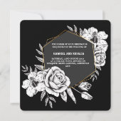 Invitation Élégant Mariage géométrique floral noir et blanc (Devant)
