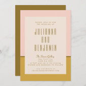 Invitation Élégant Mariage géométrique moderne rose et moutar (Devant / Derrière)