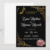 Invitation Élégant mariage géométrique noir et blanc i (Devant / Derrière)
