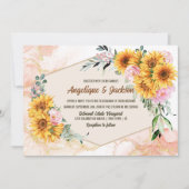 Invitation Élégant Mariage géométrique tournesol rose rose (Devant)