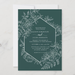Invitation Élégant Mariage géométrique vert émeraude