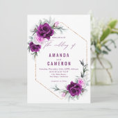 Invitation Élégant Mariage géométrique violet rustique (Debout devant)