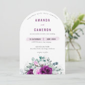 Invitation Élégant Mariage géométrique violet rustique (Debout devant)