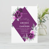 Invitation Élégant Mariage géométrique violet rustique (Debout devant)