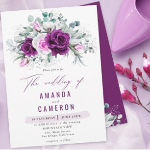 Invitation Élégant Mariage géométrique violet rustique