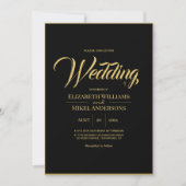 Invitation Élégant Mariage Gold Black Budget (Devant)