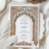 Invitation Elégant Mariage Gold & Blue Filigree