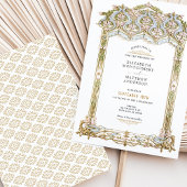 Invitation Elégant Mariage Gold & Blue Filigree