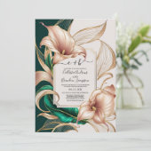 Invitation Elégant Mariage Gold Calla Lily | Vert et ivoire (Debout devant)