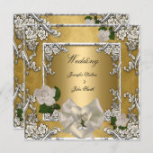 Invitation Elégant mariage Gold Cream Rose Argent (Devant / Derrière)