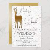 Invitation Elégant Mariage Gold Deer & Gold Confetti (Devant / Derrière)