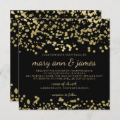 Invitation Elégant Mariage Gold Foil Look Confetti (Devant / Derrière)