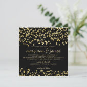 Invitation Elégant Mariage Gold Foil Look Confetti (Debout devant)