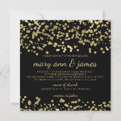 Invitation Elégant Mariage Gold Foil Look Confetti (Devant)