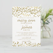 Invitation Elégant Mariage Gold Foil Look Confetti (Debout devant)