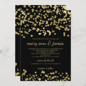 Invitation Elégant Mariage Gold Foil Look Confetti (Devant / Derrière)