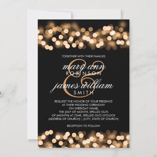 Invitation Elégant mariage Gold Hollywood Glam (Devant)