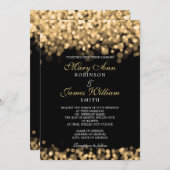 Invitation Élégant Mariage Gold Lights (Devant / Derrière)