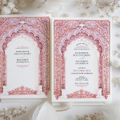 Invitation Élégant Mariage Gold & Pink Filigree