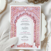 Invitation Élégant Mariage Gold & Pink Filigree