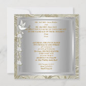 Invitation Elégant mariage Gold Silver White Dove Damask (Dos)