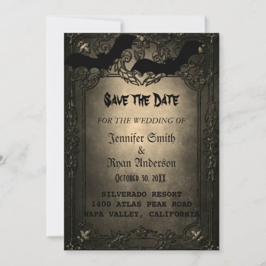 Invitation Élégant mariage gothique enregistrer la date (Devant)