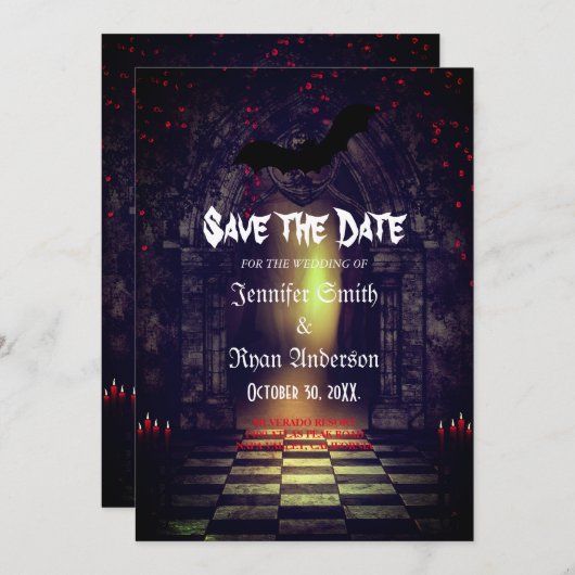 Invitation Elégant mariage gothique enregistrer la date Invit (Devant / Derrière)