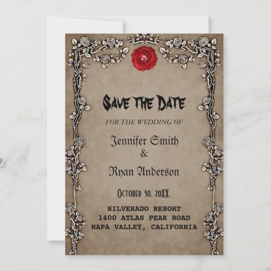 Invitation Elégant mariage gothique enregistrer la date Invit (Devant)