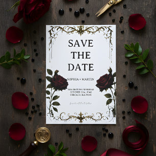 Invitation Élégant Mariage Gothique Faire Part de Date de Sau