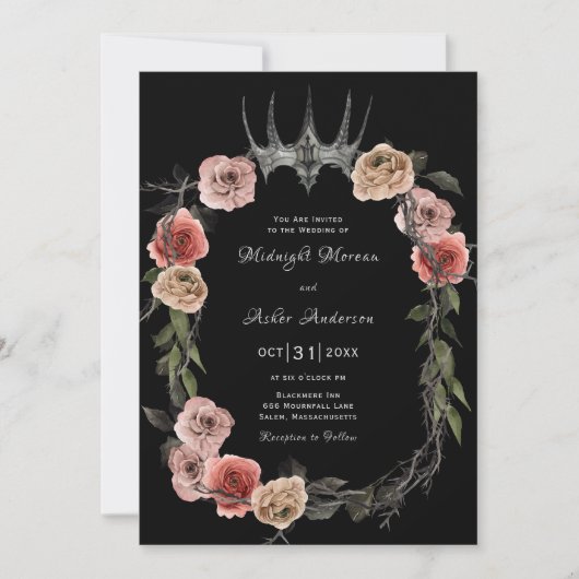 Invitation Élégant Mariage gothique Rose (Devant)