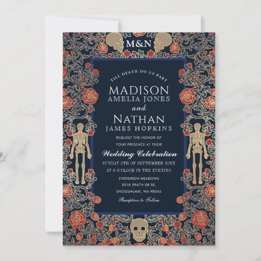 Invitation Élégant Mariage gothique victorien Gold Foil (Devant)