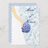Invitation Elégant Mariage Gown bleu Maid Of Honor Card (Devant / Derrière)