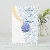 Invitation Elégant Mariage Gown bleu Maid Of Honor Card (Debout devant)