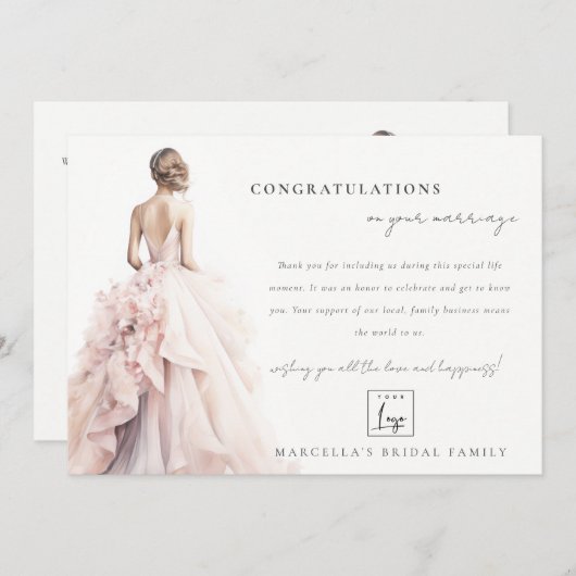 Invitation Elégant Mariage Gown Business Merci QR Code (Devant / Derrière)