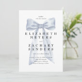 Invitation Élégant Mariage Grey Bow (Debout devant)