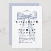 Invitation Élégant Mariage Grey Bow (Devant / Derrière)