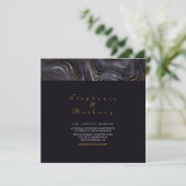 Invitation Elégant mariage gris or Agate Motif en marbre (Debout devant)