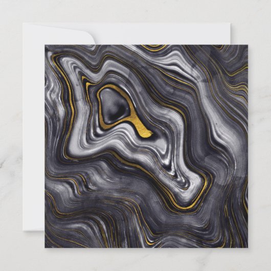 Invitation Elégant mariage gris or Agate Motif en marbre (Dos)