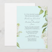 Invitation Élégant mariage Hydrangea Blanc Seafoam II (Devant / Derrière)