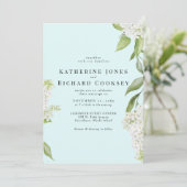 Invitation Élégant mariage Hydrangea Blanc Seafoam III (Debout devant)