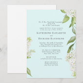 Invitation Élégant Mariage Hydrangea Blanc Seafoam V (Devant / Derrière)