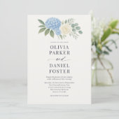 Invitation Élégant Mariage Hydrangea Botanique Eucalyptus (Debout devant)