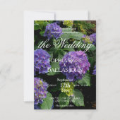 Invitation Élégant Mariage hydrangea rose violet modèle (Devant)