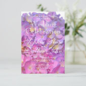 Invitation Élégant Mariage hydrangée à fleurs roses (Debout devant)