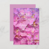 Invitation Élégant Mariage hydrangée à fleurs roses (Devant / Derrière)