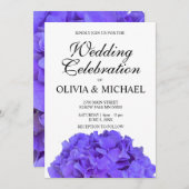 Invitation Élégant Mariage hydrangée fleurie violette (Devant / Derrière)