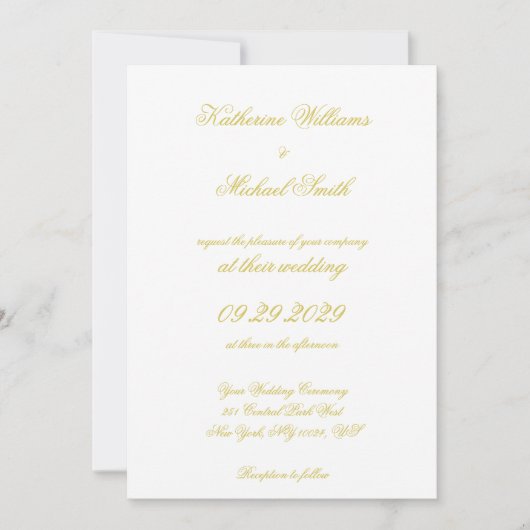 Invitation Élégant Mariage Île Citron Jaune Script (Devant)