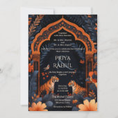 Invitation Élégant Mariage indien de l'Arc de tigres de la ma (Devant)